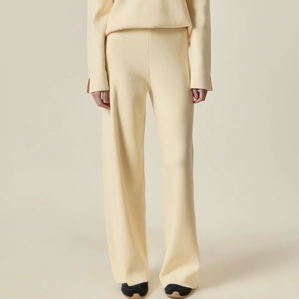 Chic American Original Wide-Leg Knit Pants in Ivory L/XL 🖤 NWT